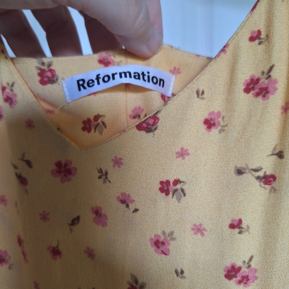 Reformation Yellow Floral Midi Slip Dress - Picture 3 of 3